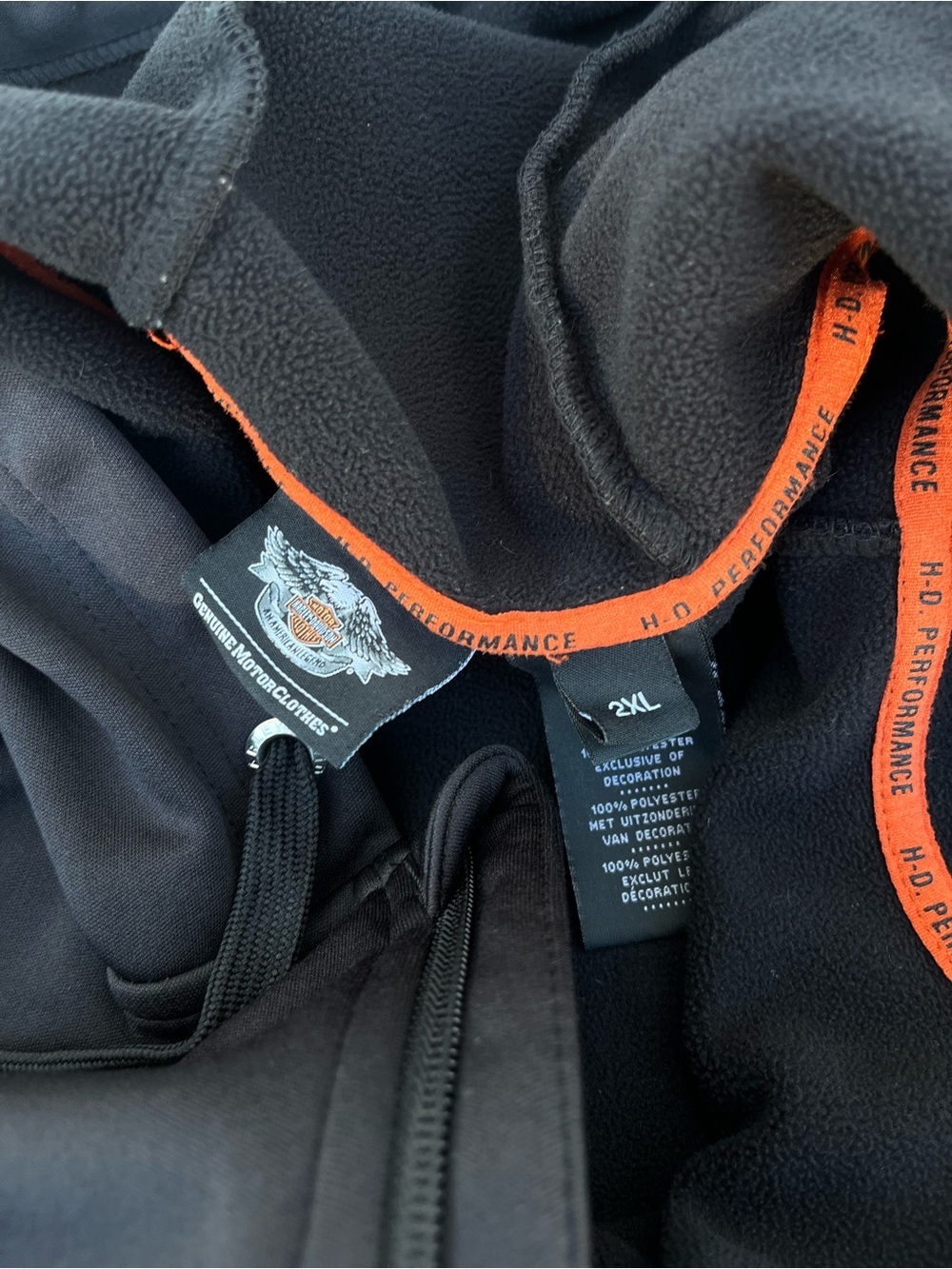 Harley-Davidson Black Hoodie with Orange Trim - Picture 3 of 7